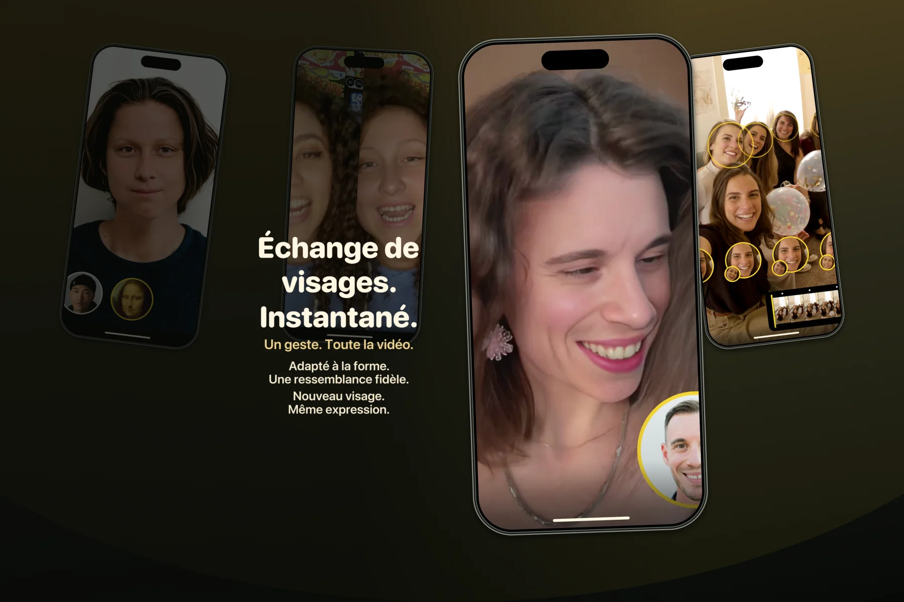 FaceSwap Offline : échange de visages sur l’appareil, vidéos à plusieurs personnes, ressemblance naturelle et expressions préservées
