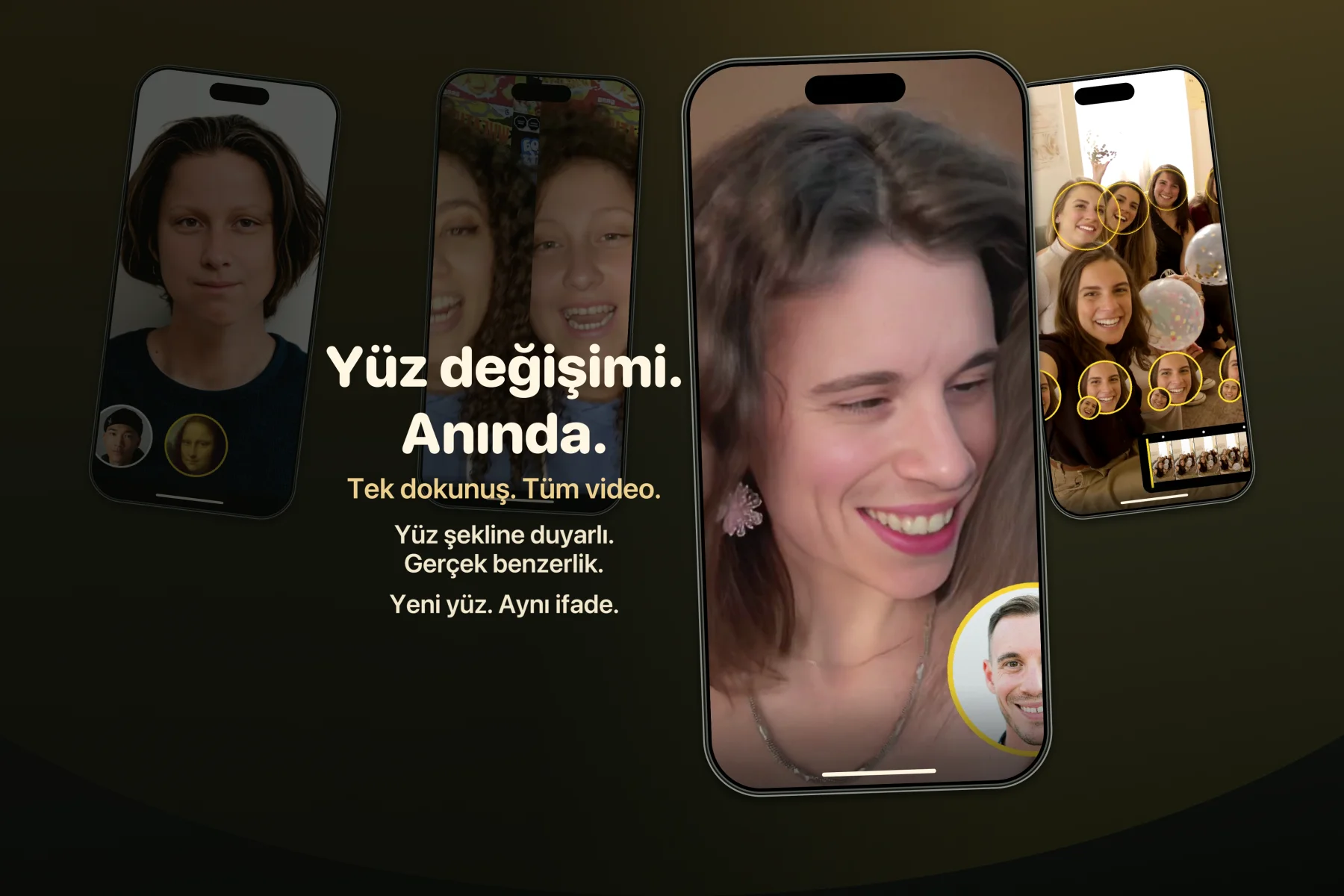 FaceSwap Offline: cihazda yüz değiştirme, videoda birden fazla kişi, doğal benzerlik ve uyumlu ifadeler